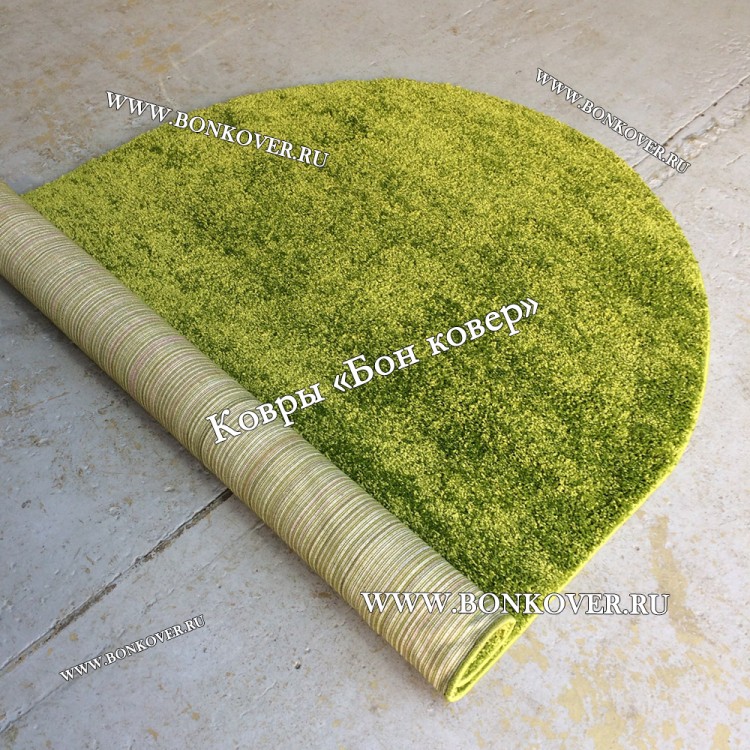 Зеленый Овальный Длинноворсный Ковер